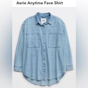 Aerie Anytime Fave Shirt Light Wash XS